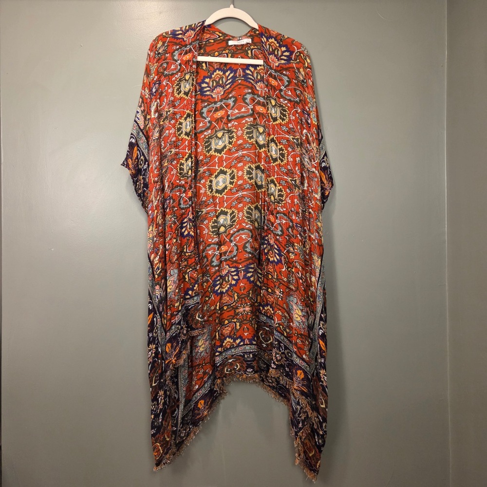 Subtle Luxury Women's Printed Lightweight Kimono One Size Fits Most Colorful